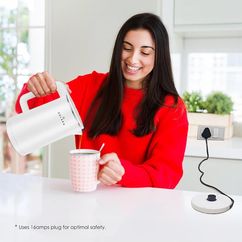 SOLARA Premium Electric Kettle Xtra Large, 1500 Watt, 1.8L Double Wall 100% Stainless Steel, BPA-Free, Cool Touch Tea Kettle with Overheating Protection, Cordless with Auto Shut-Off, Pink - Image 5