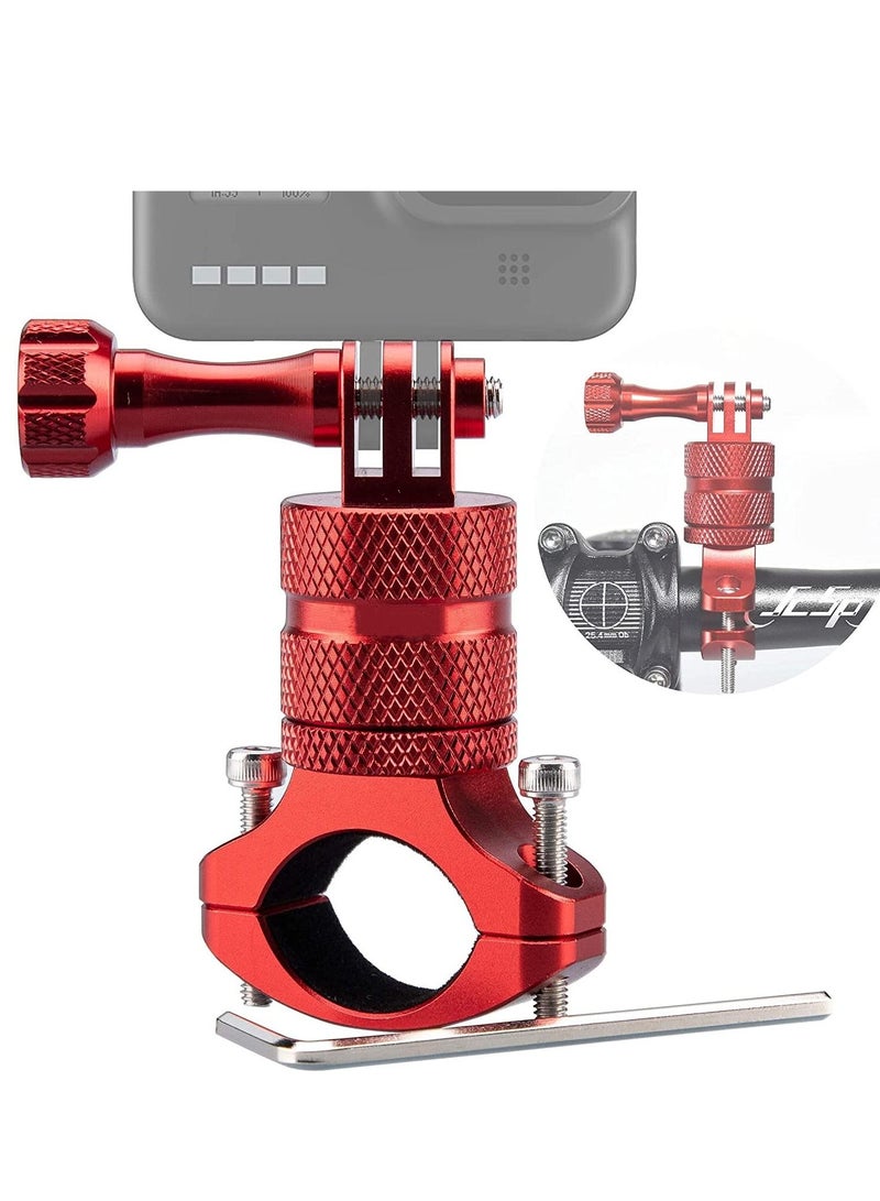 Mountain Bike Mount Compatible with GoPro Hero11/10/9/8/7/6/5s/5/4s/4/3+/DJI Xiaoyi CASIO Action Camera/ 360 Degree Rotation Aluminium Bike Handlebar Holder Bicycle Rack Adjuster (Red)  - Image 1