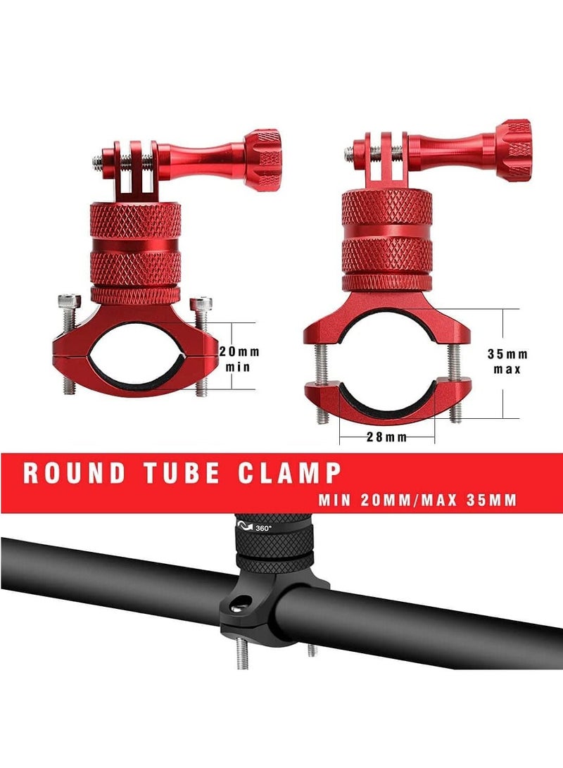Mountain Bike Mount Compatible with GoPro Hero11/10/9/8/7/6/5s/5/4s/4/3+/DJI Xiaoyi CASIO Action Camera/ 360 Degree Rotation Aluminium Bike Handlebar Holder Bicycle Rack Adjuster (Red)  - Image 4