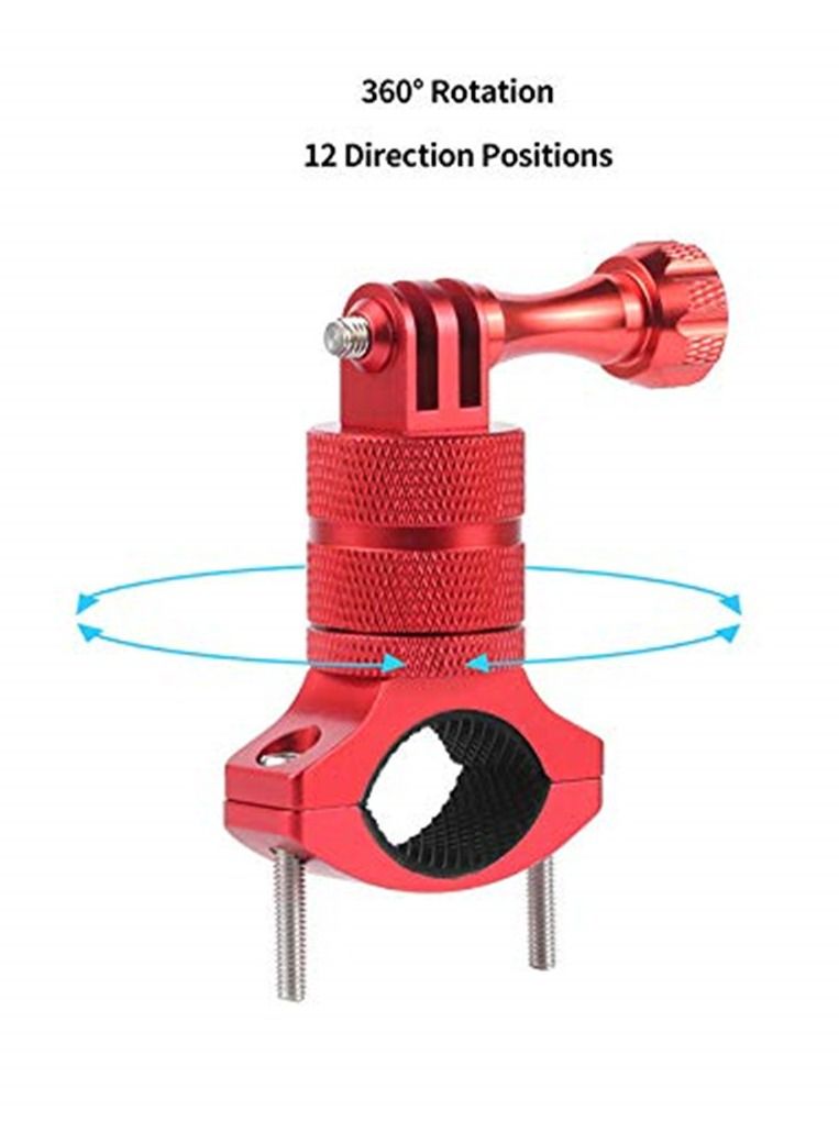 Mountain Bike Mount Compatible with GoPro Hero11/10/9/8/7/6/5s/5/4s/4/3+/DJI Xiaoyi CASIO Action Camera/ 360 Degree Rotation Aluminium Bike Handlebar Holder Bicycle Rack Adjuster (Red)  - Image 5