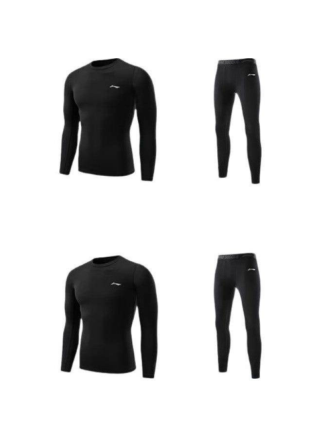 Li-Ning Men'S Running Sports Set, Tight-Fitting Quick-Dry Shirt, Fitness Wear, Basketball And Badminton High-Elastic Training Suit, Autumn And Winter Base Layer - Image 3