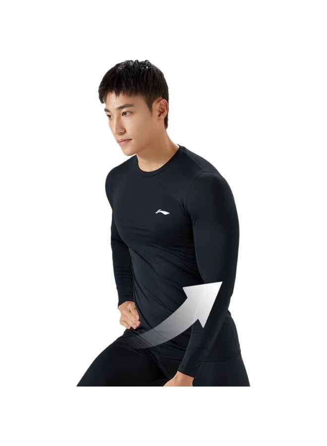 Li-Ning Men'S Running Sports Set, Tight-Fitting Quick-Dry Shirt, Fitness Wear, Basketball And Badminton High-Elastic Training Suit, Autumn And Winter Base Layer - Image 1