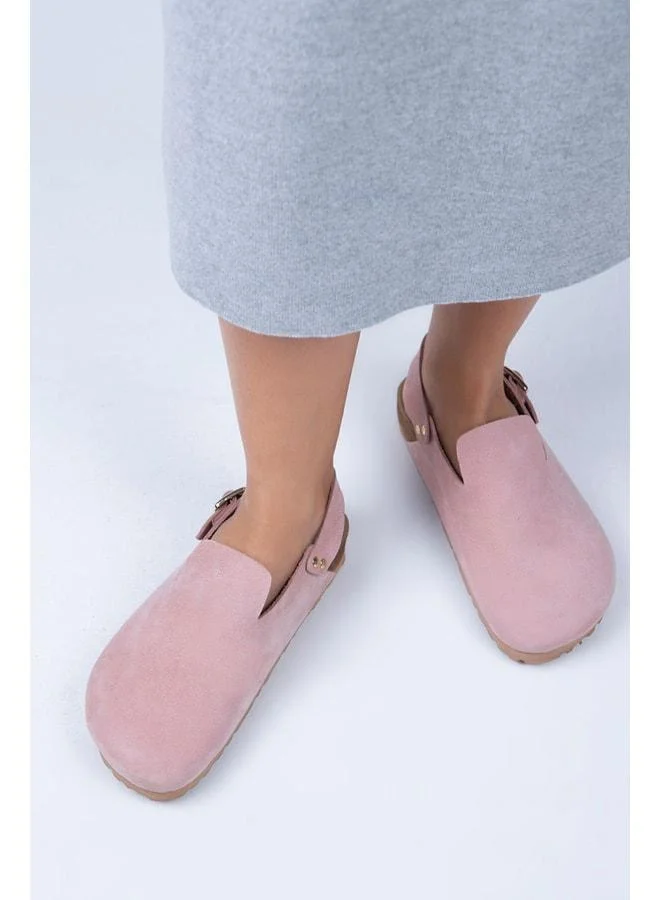 Holly Women's Genuine Leather Buckle Pink - Gold Sandal
