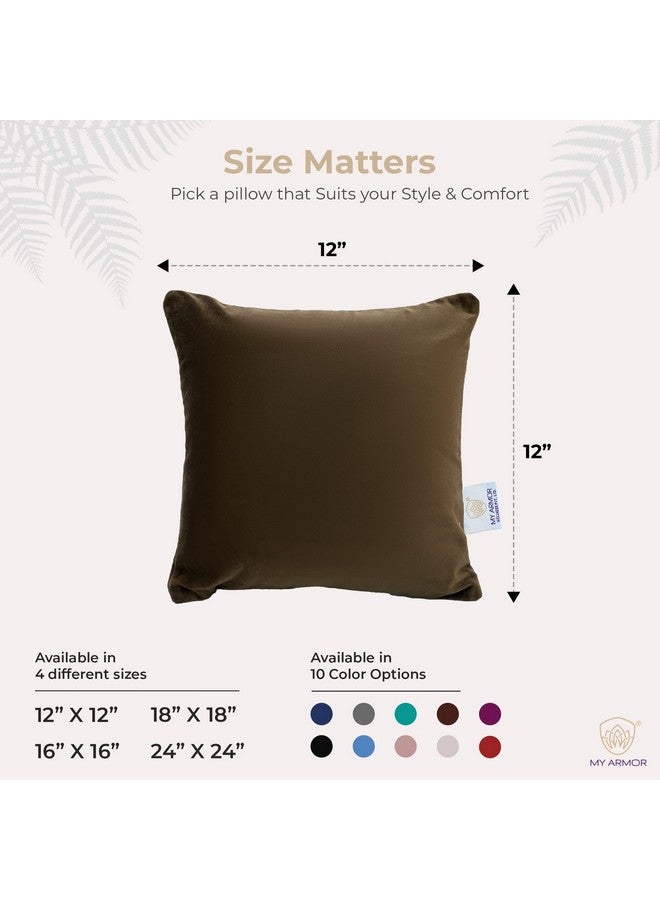 ماي ارمور وسادة مربعة من الألياف الدقيقة من ماي آرمور، وسادة للأريكة والسيارة والديكور (12 × 12 بوصة أو 30.5 × 30.5 سم (عبوة من 5 قطع)، مع غطاء مخملي بني) - Image 2