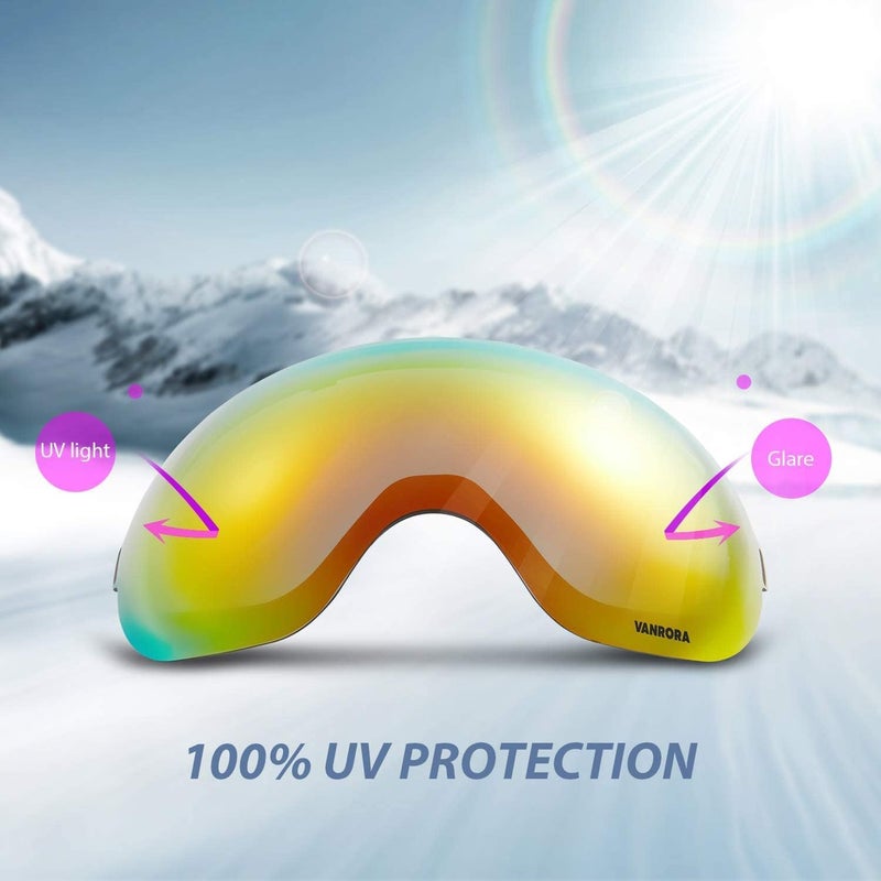 VANRORA X-Mag Ski Goggles Replacement Lens, Extra Snowboard Goggles Lens, Anti-Fog & 100% UV Protection - Image 5