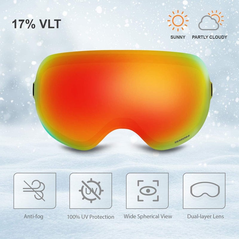 VANRORA X-Mag Ski Goggles Replacement Lens, Extra Snowboard Goggles Lens, Anti-Fog & 100% UV Protection - Image 2