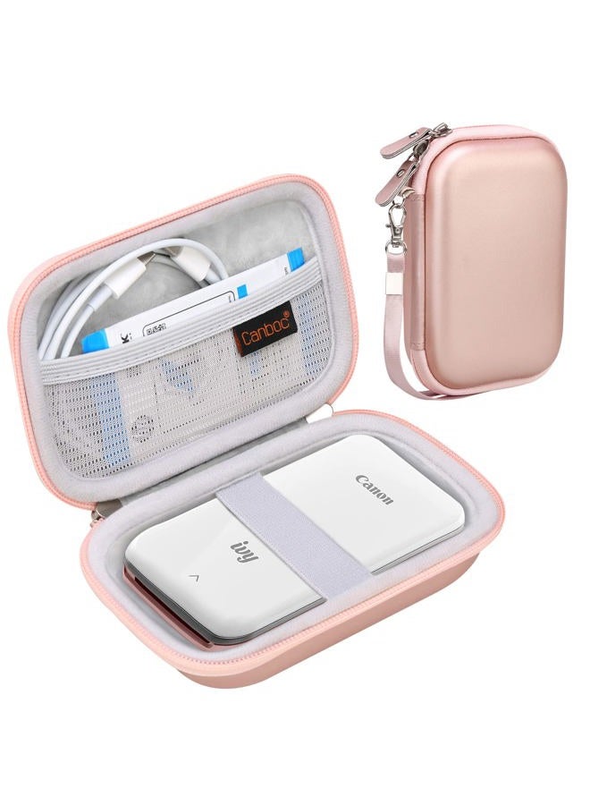 Canboc Hard Case for Canon Ivy 2/Canon Ivy/Canon Ivy CLIQ+2 CLIQ 2 CLIQ+ Mini Photo Printer Mobile Wireless Bluetooth Instant Camera Printer, Mesh Bag fit Photo Paper and Cable, Rose Gold - Image 1