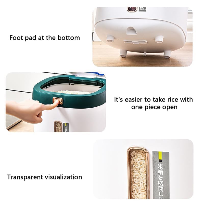 FEELING MALL Double Layer 360° Rotating Food Dispenser, 6 Grains And Grain Storage Container, Household Rice Grain Storage Box Sorting Rice Storage Tank (Green) - Image 3