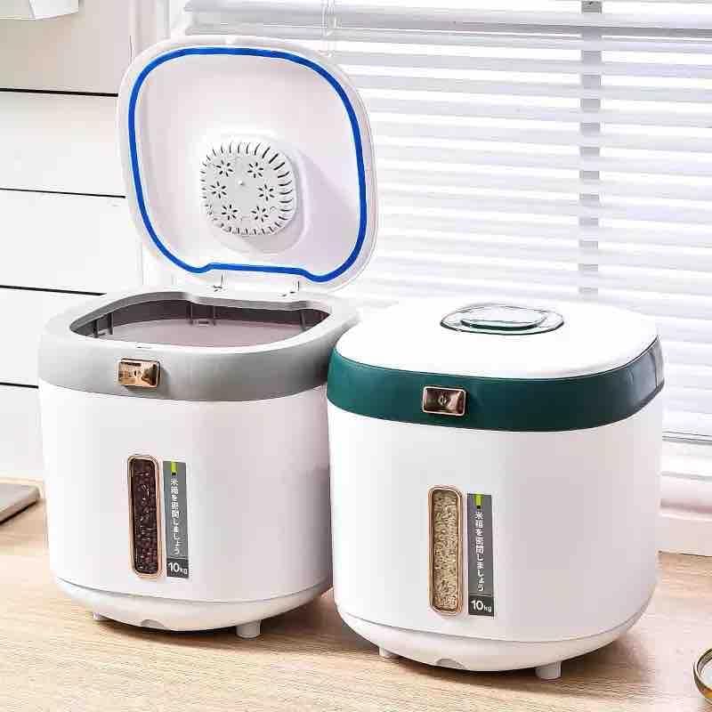 FEELING MALL Double Layer 360° Rotating Food Dispenser, 6 Grains And Grain Storage Container, Household Rice Grain Storage Box Sorting Rice Storage Tank (Green) - Image 2