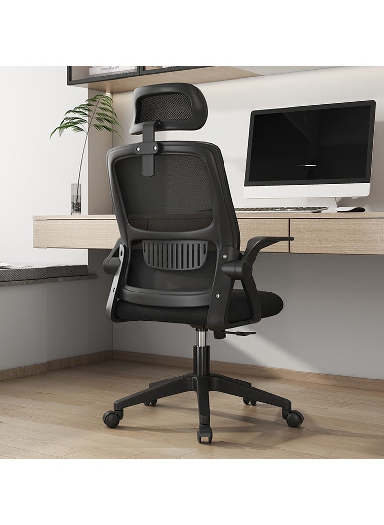 Bluejw Home Office Net Breathable Computer Chair Work Desk Chair Comfort Ergonomic Swivel Computer Gaming Chair, Breathable Mesh Desk Chair, Lumbar Support Task Chair with Wheels and Flip-up Arms Black  - Image 5