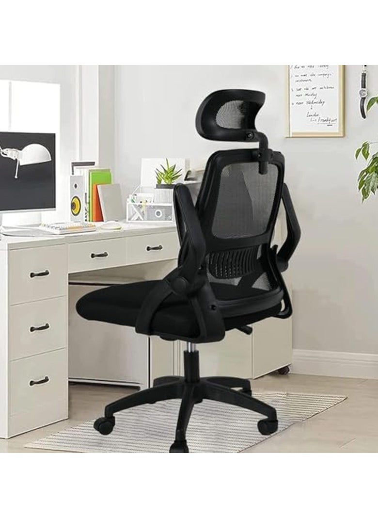 Bluejw Home Office Net Breathable Computer Chair Work Desk Chair Comfort Ergonomic Swivel Computer Gaming Chair, Breathable Mesh Desk Chair, Lumbar Support Task Chair with Wheels and Flip-up Arms Black  - Image 4