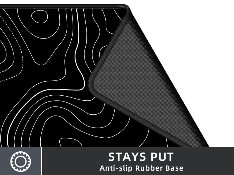 Rinaze Extra Large Gaming Mouse Pad with Black Topographic, XXL Mousepad, Big Mouse Mat Desk Pad, Non Slip Keyboard Pad for Gaming Computer Laptop PC Office Desk Accessories - Image 2