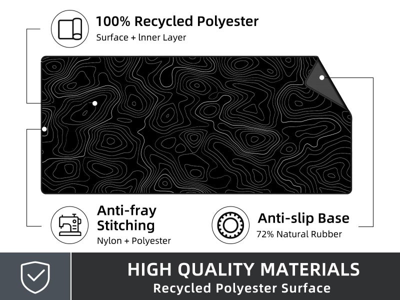 Rinaze Extra Large Gaming Mouse Pad with Black Topographic, XXL Mousepad, Big Mouse Mat Desk Pad, Non Slip Keyboard Pad for Gaming Computer Laptop PC Office Desk Accessories - Image 5