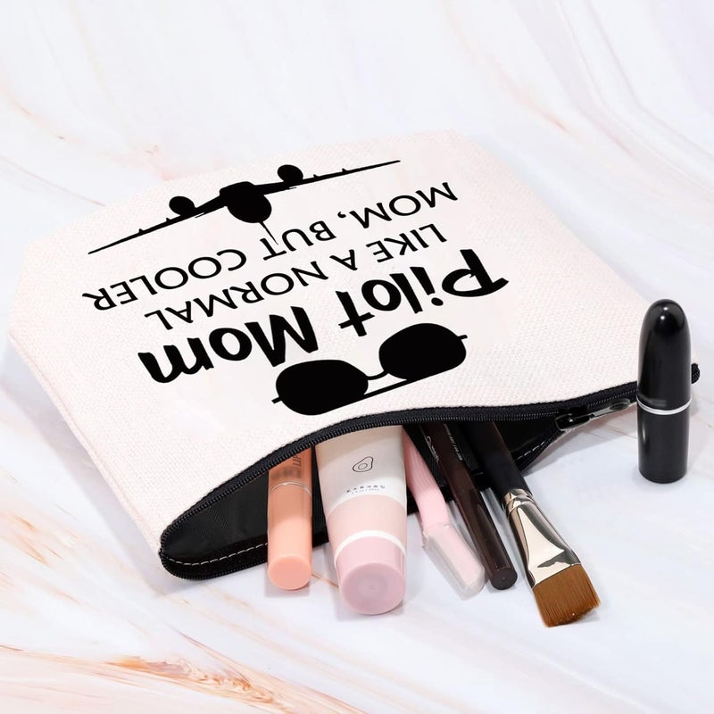 MBMSO MBMSO Pilot Mom Gifts Makeup Bag Female Pilot Gifts Aviation Gifts Pilot Mom like a Normal Mom but Cooler Pilot Wife Gifts Pilot Mom bag - Image 4