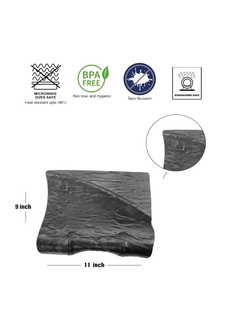 Master Master Melamine Rectangle Shape Serving Platter for Starter Snacks Desserts Unbreakable Snacks PlateTray for Home Restaurant Caf Party UseMatte Black 11 x 9 Inch  - Image 4