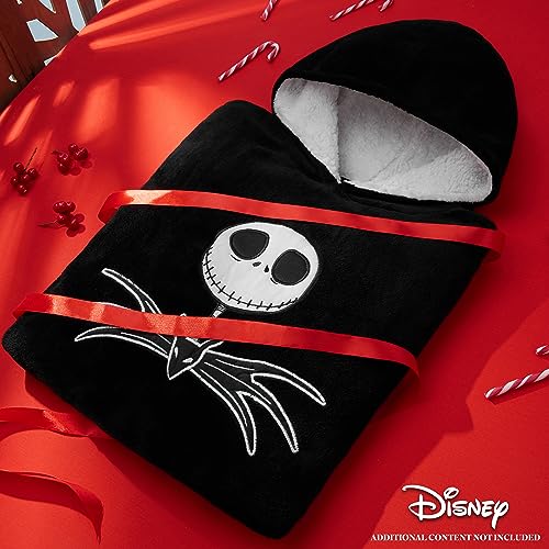 Disney Fleece Hoodie for Adults and Teenagers Oversized Hooded Poncho One Size - Stitch Gifts (Black Jack Skellington) - Image 2
