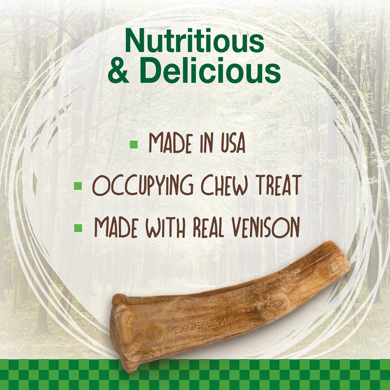Nylabone Healthy Edibles WILD Natural Dog Chew Treats for Large Dogs, Long Lasting Dog Healthy Chew Antler Bone Made in USA, Venison Flavor, For Dogs Up to 50 lbs. (2 Count) - Image 2