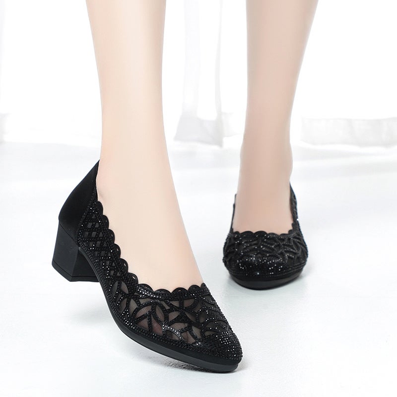 Mesh Single Shoes For Women 2023 New Summer Women'S Shoes Fashionable Mom Shoes With Buckle Hollow-Out Elderly Closed-Toe Sandals - Image 5