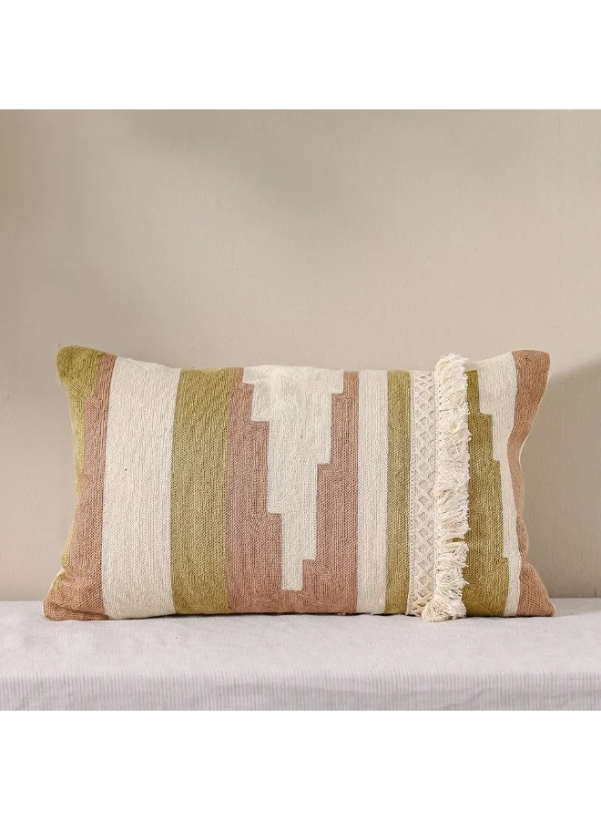 دانوب هوم Woven Cushion  | Patio Throw Pillow Garden Farmhouse Decor | Decorative Cushion For Outdoor Seating Chair Sofa Swing Gazebo 30X45cm-Dusty Rose Blush