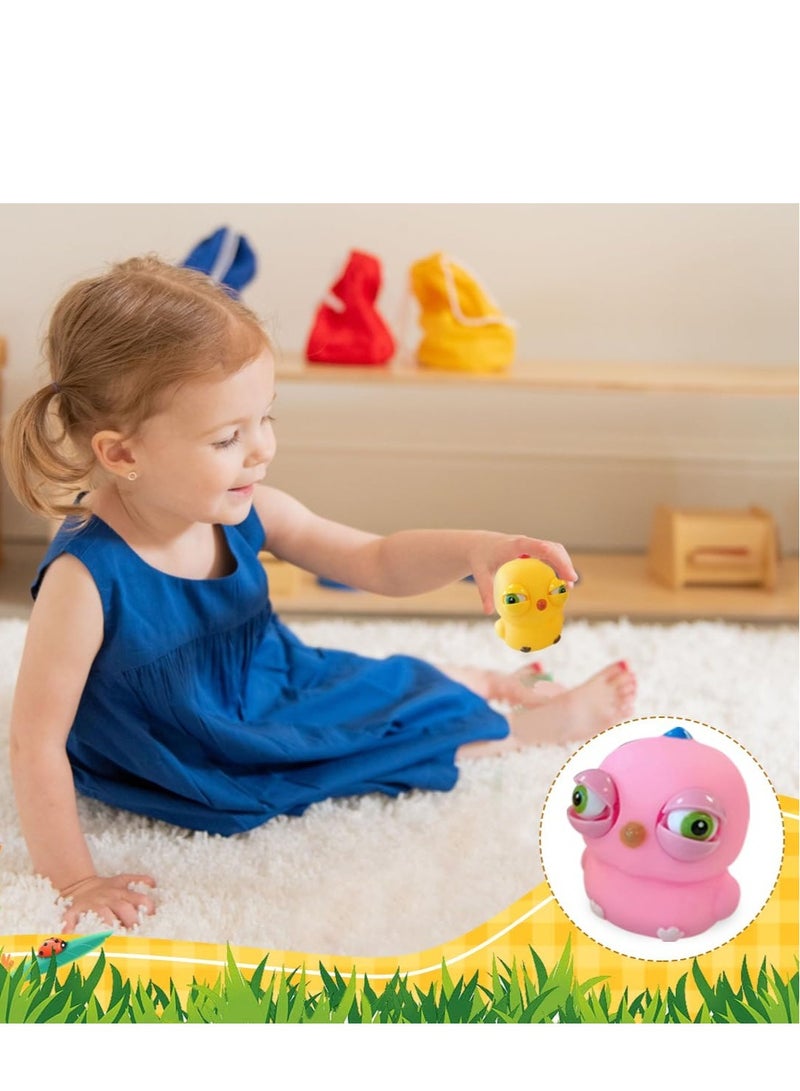 Chicken Squeeze Toys, 2 Pcs Funny Stress Relief Squishy Toys, with Pop Out Eyes, Funny Stretch Animal Splat Toys, Squeeze Stress Relief Toys for Adults, for Kids and Adults  - Image 4