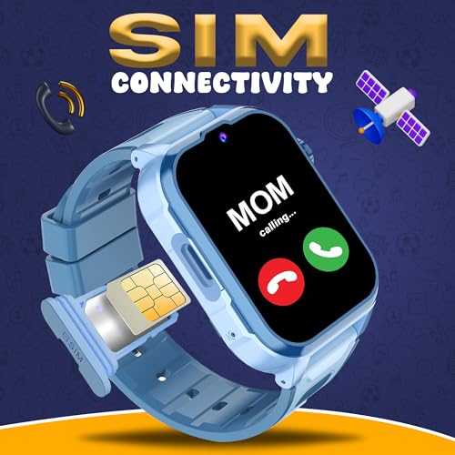 PunnkFunnk Safeguard 5G/4G Kids Smart Watch with SIM Calling, GPS Tracker, Video Call, SOS Alerts, Face Unlock, Games, IP67, 800mAh Battery, Voice Chat(Light Blue) - Image 4