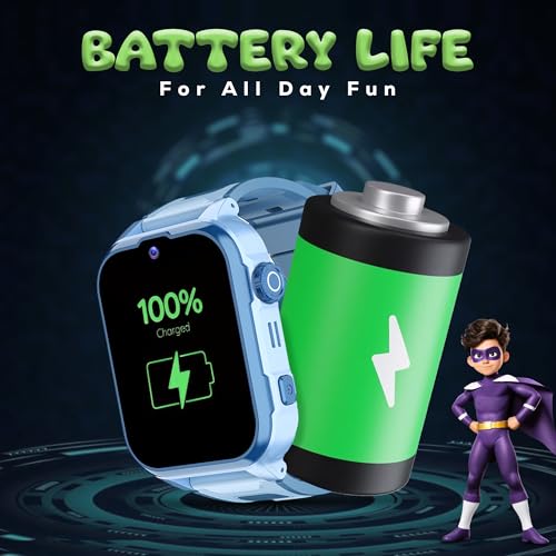PunnkFunnk Safeguard 5G/4G Kids Smart Watch with SIM Calling, GPS Tracker, Video Call, SOS Alerts, Face Unlock, Games, IP67, 800mAh Battery, Voice Chat(Light Blue) - Image 2