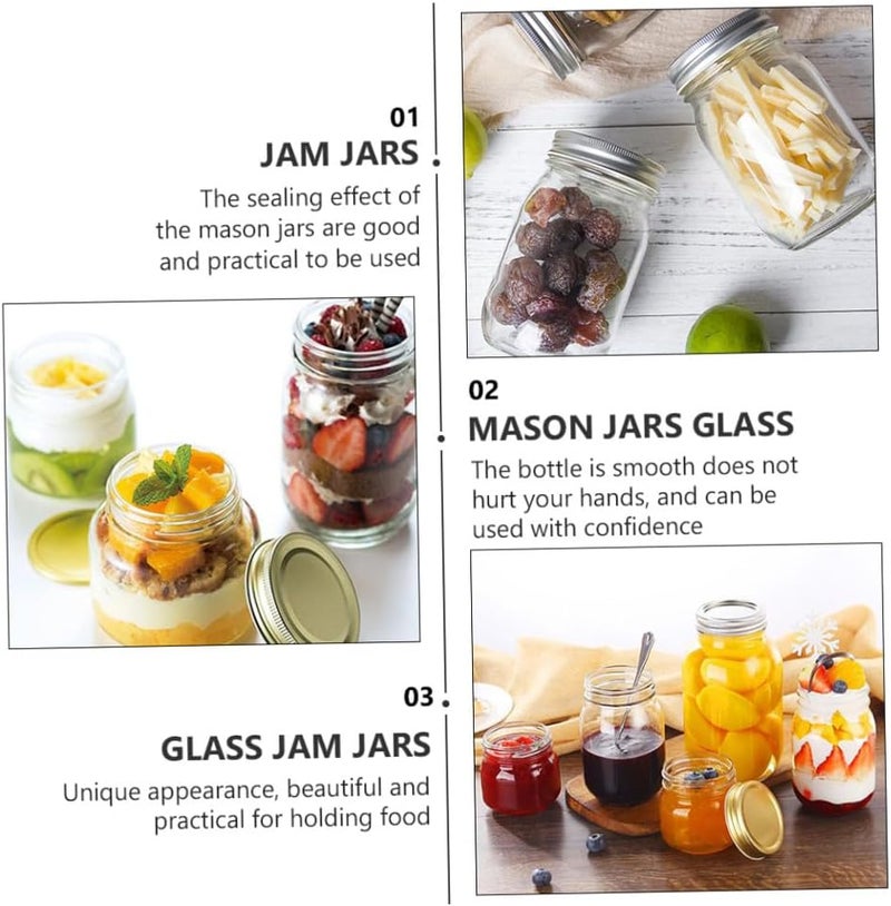 VICASKY 4pcs 380ml Glass Jam Jars with Lids Sealed Food Storage Containers Caviar Jars for Kitchen and Canning Use - Image 3