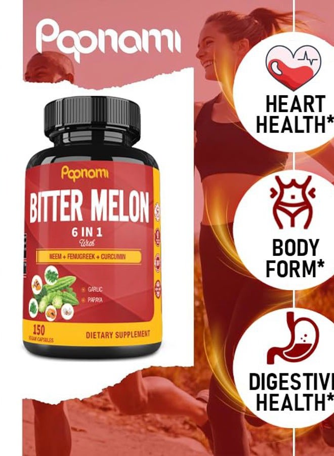 Papnami Organic Bitter Melon Extract Capsules - Combined Neem, Fenugreek, Curcumin, Garlic & Papaya - 150 Count for 5 Months - Supports Body, Digestive, Skin, Immune & Overall Wellness - Image 4