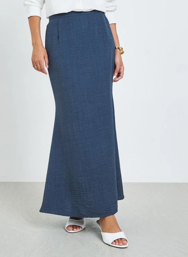 Styli Blue Flared Hem Maxi Skirt