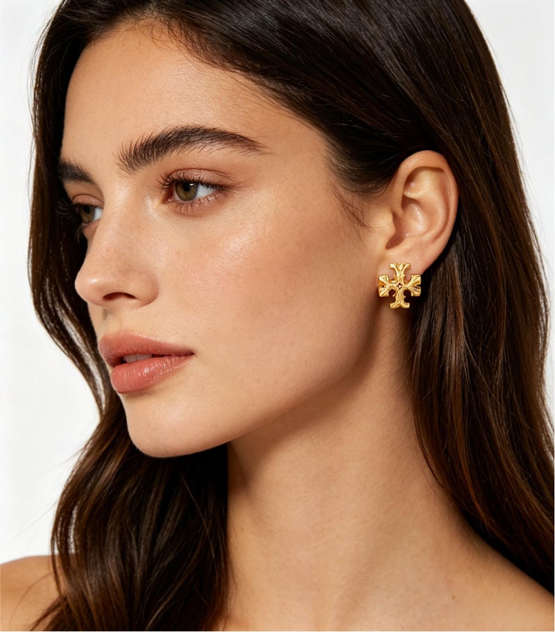 Tory Women's Lacquered Raised Logo Stud Earrings - Image 3