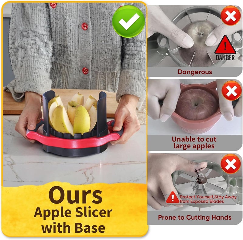 Newness 5.12 Inch Large Apple Slicer, Cut 8 Slices All the Way Through, HEAVY - DUTY Stainless Steel Apple Corer & Slicer for Fruits & Vegetables - Dishwasher Safe - Image 2