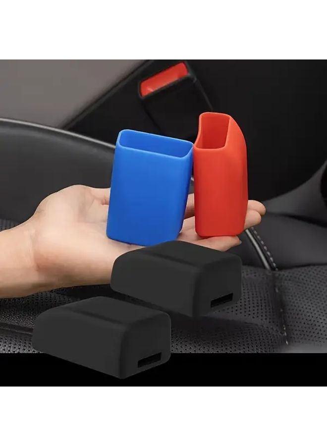 2Pcs Black Universal Silicone Seat Belt Buckle Cover Protector Easy Install Scratch Resistant - Image 1