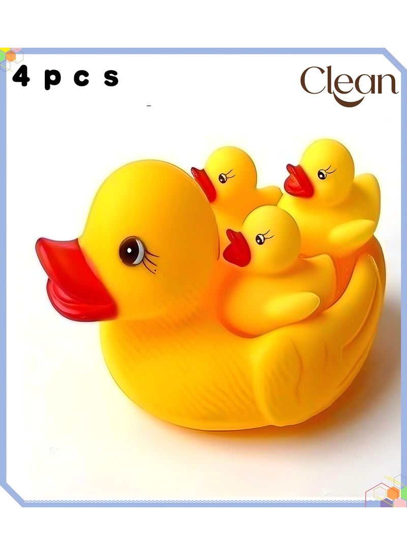Clean 4-Piece Duck Family Bath Toy Set — Floating Rubber Duck Family (Bath Toys & Party Decorations) — Suitable for Toddlers, Boys, and Girls - Image 4
