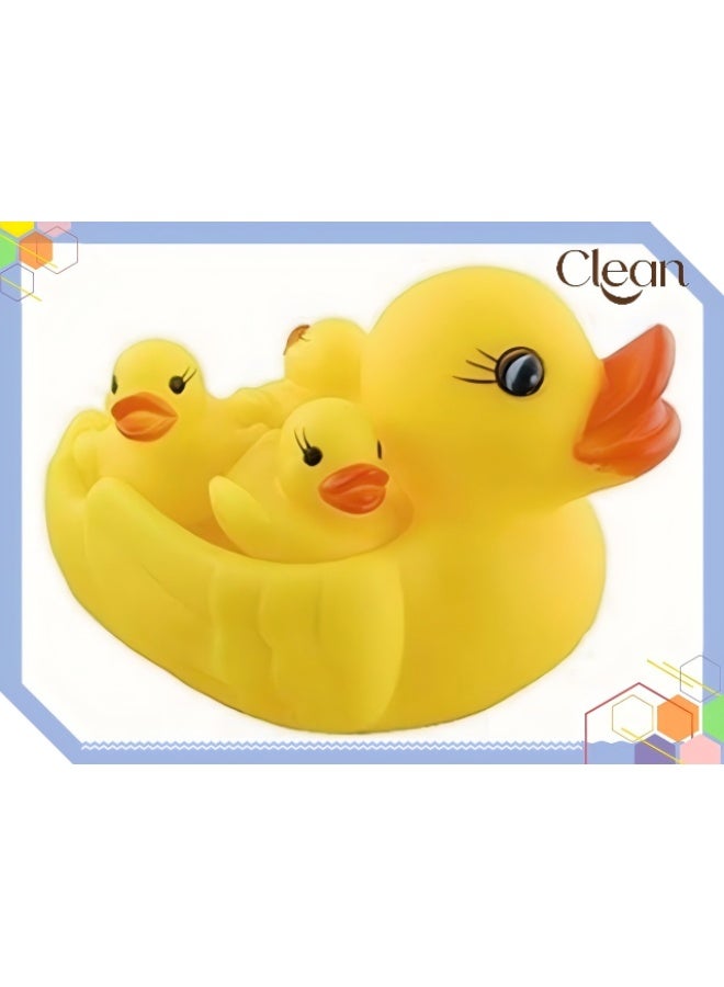 Clean 4-Piece Duck Family Bath Toy Set — Floating Rubber Duck Family (Bath Toys & Party Decorations) — Suitable for Toddlers, Boys, and Girls - Image 2