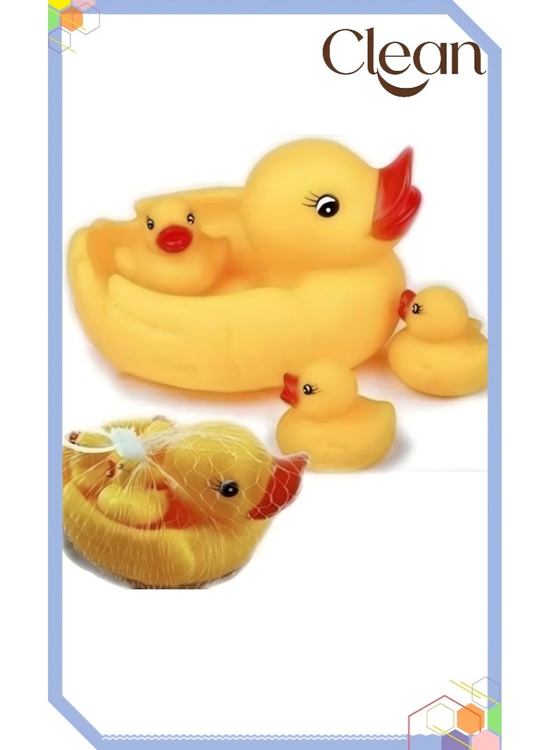 Clean 4-Piece Duck Family Bath Toy Set — Floating Rubber Duck Family (Bath Toys & Party Decorations) — Suitable for Toddlers, Boys, and Girls - Image 3
