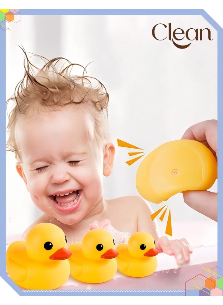 Clean 4-Piece Duck Family Bath Toy Set — Floating Rubber Duck Family (Bath Toys & Party Decorations) — Suitable for Toddlers, Boys, and Girls - Image 1