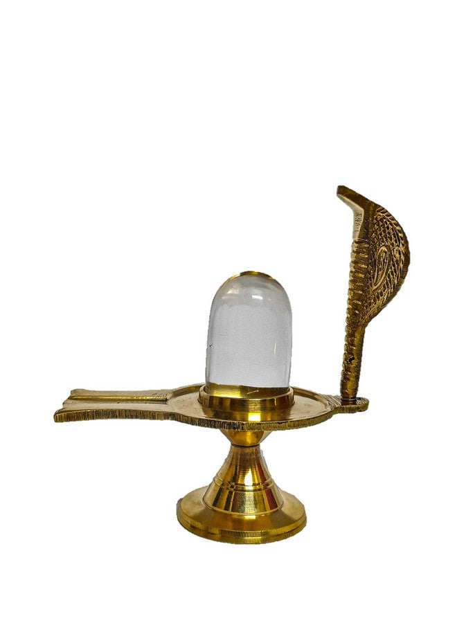 RH Religious Heritage Sphatik ling with Shesh Naag Pure Brass Idol | Crystal Sphatik a ling (L X B X H - 5.5 X 9.5 X 10 cm, Golden Colour) (1 Unit) - Image 5