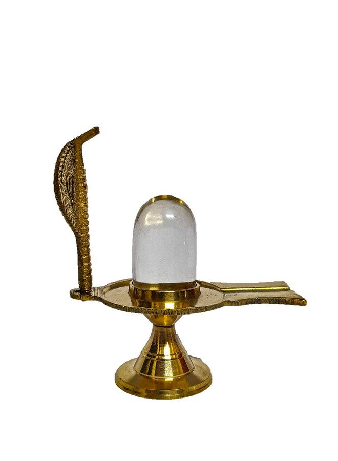 RH Religious Heritage Sphatik ling with Shesh Naag Pure Brass Idol | Crystal Sphatik a ling (L X B X H - 5.5 X 9.5 X 10 cm, Golden Colour) (1 Unit) - Image 4