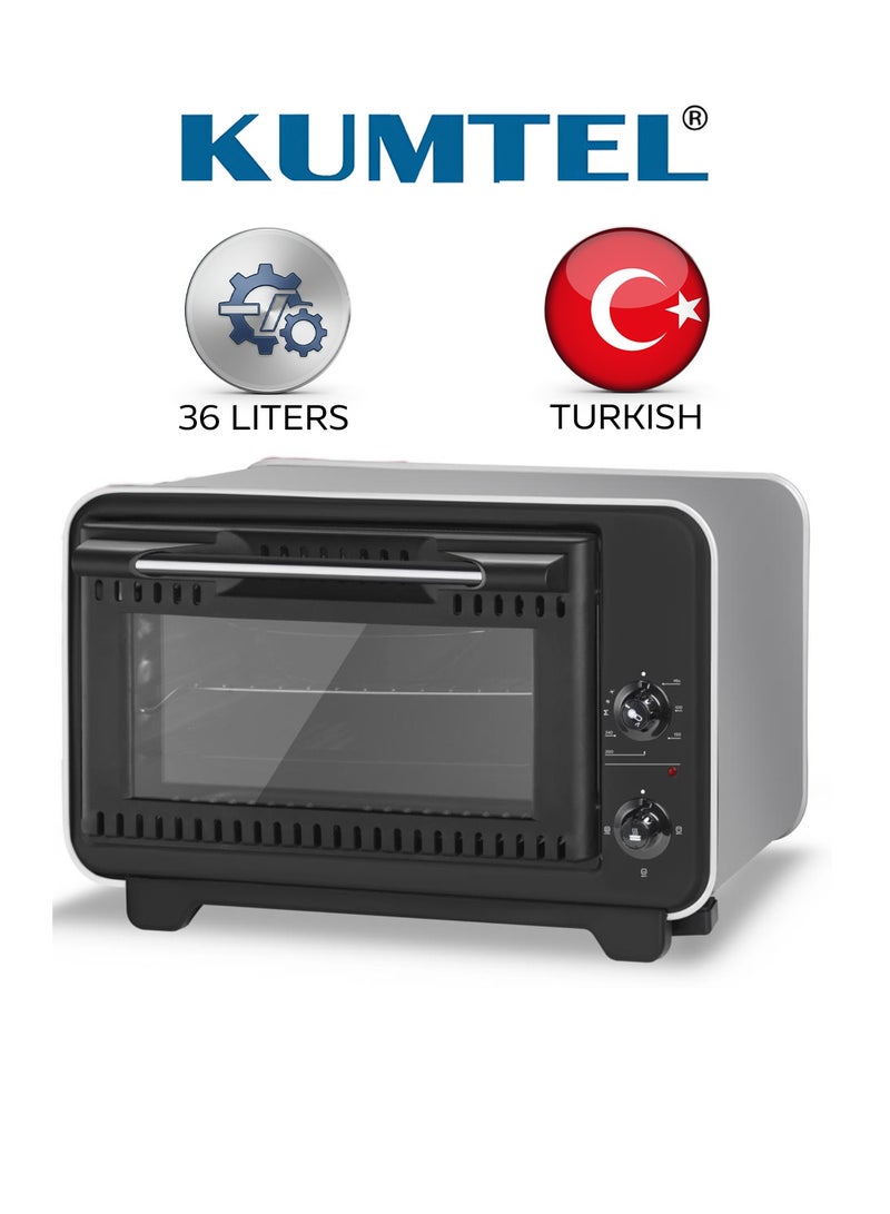 كومتيل فرن كهربائي - 36 لتر - 1420 واط - رماديى - واجهة اسود - مفتاحين مع صينية فرن - KF3235G - Image 1