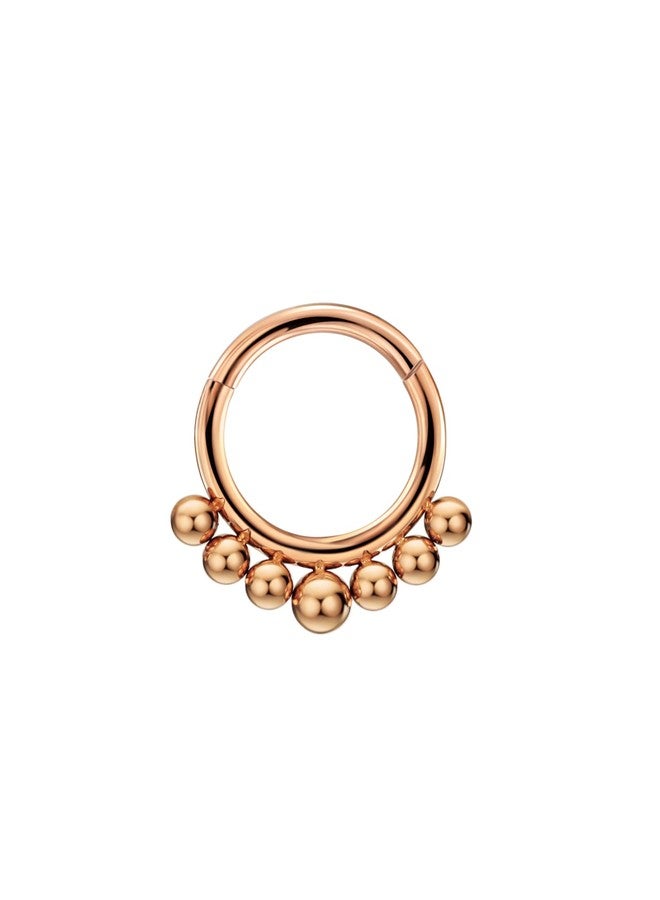 FANSING 16g Septum Rings for Women 18k Rose Gold-plated Septum Jewelry 16 Gauge 8mm Daith Piercing Jewelry Surgical Steel Beaded Hoop - Image 1