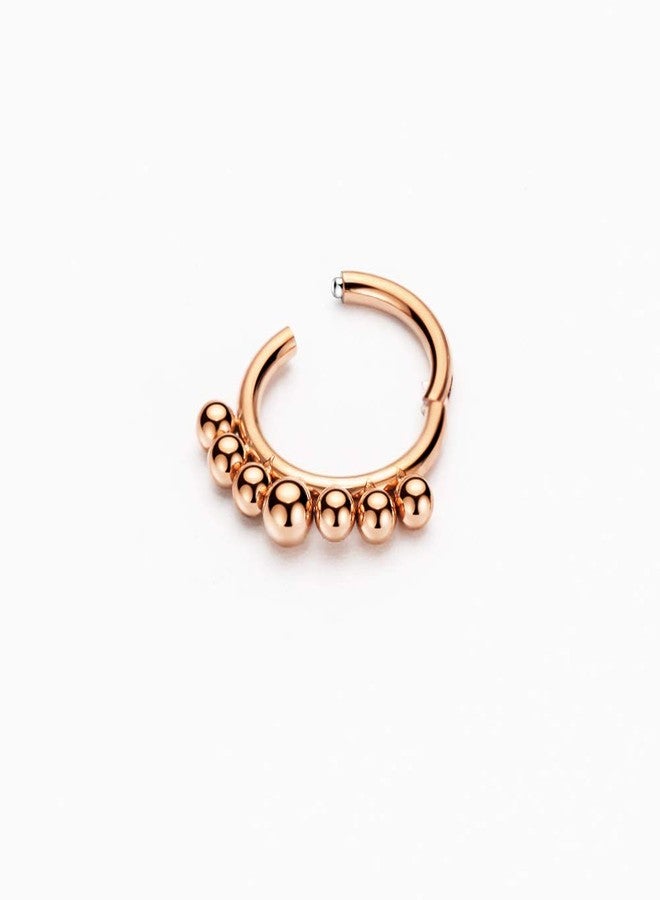 FANSING 16g Septum Rings for Women 18k Rose Gold-plated Septum Jewelry 16 Gauge 8mm Daith Piercing Jewelry Surgical Steel Beaded Hoop - Image 5