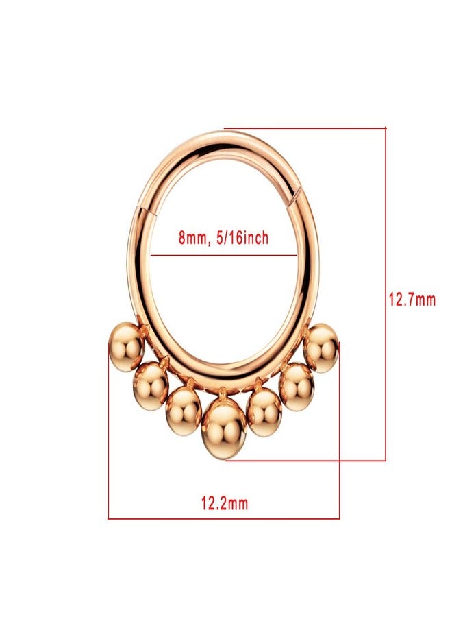 FANSING 16g Septum Rings for Women 18k Rose Gold-plated Septum Jewelry 16 Gauge 8mm Daith Piercing Jewelry Surgical Steel Beaded Hoop - Image 2