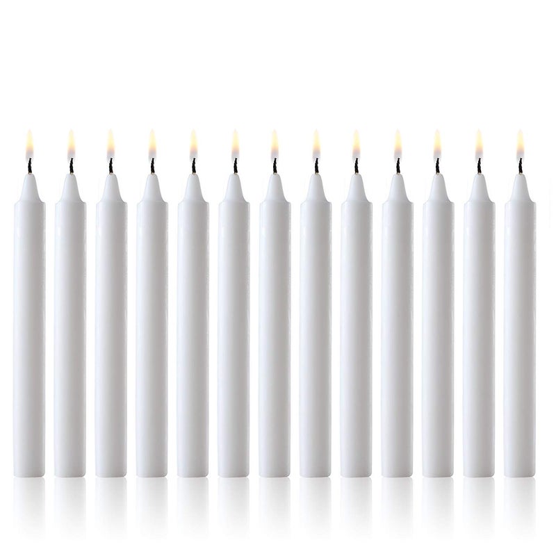 Light In The Dark White Taper Candles - Set of 60 Dripless Chimes Candles - 4 inch Tall, 1/2 inch Diameter - 1.5 Hour Clean Burn - Image 2