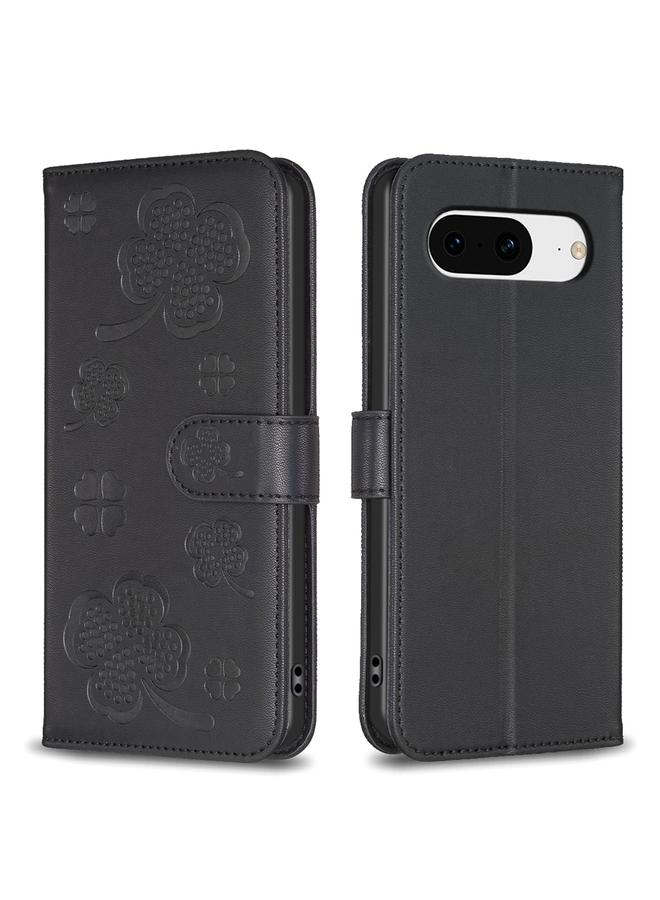 Green Tiger Case For Google Pixel 8 Four-leaf Embossed Leather Phone Case - Image 1