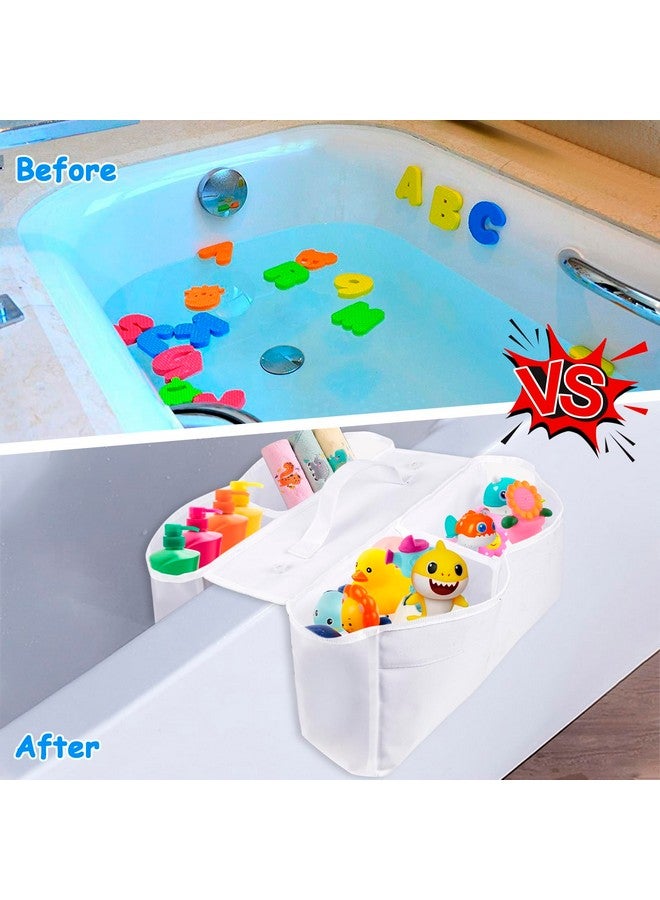 ChezMax Bath Toy Storage Organizer - Large 4 Compartment Bath Toy Holder with Suction Cups, Mess Bathtub Toy Storage, Quick Dry Shower Toy Holder, Baby Bath Toy Basket Net for Bathroom Tub - Image 2