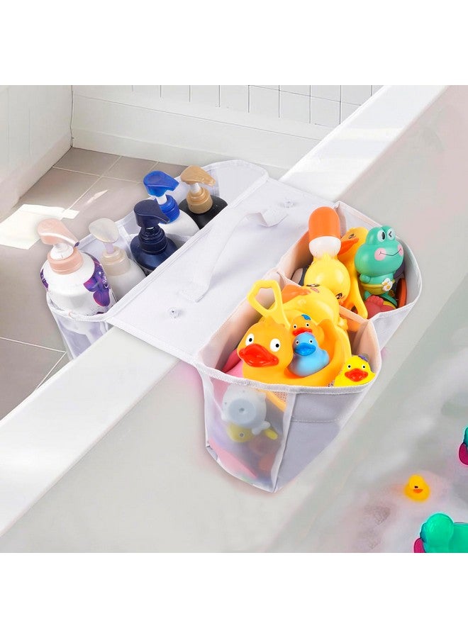 ChezMax Bath Toy Storage Organizer - Large 4 Compartment Bath Toy Holder with Suction Cups, Mess Bathtub Toy Storage, Quick Dry Shower Toy Holder, Baby Bath Toy Basket Net for Bathroom Tub - Image 1