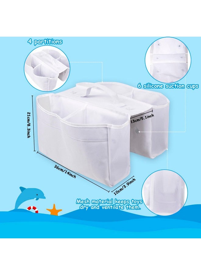 ChezMax Bath Toy Storage Organizer - Large 4 Compartment Bath Toy Holder with Suction Cups, Mess Bathtub Toy Storage, Quick Dry Shower Toy Holder, Baby Bath Toy Basket Net for Bathroom Tub - Image 3