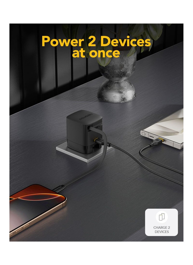 Remson - Remson Neo Power 65W GaN PD Wall Charger Fast Charging Adapter USB-C Port & USB-C Retractable Cable with Foldable Plug Compatible for iPhone 16/15/14/13/12/11, Samsung and More - Image 1