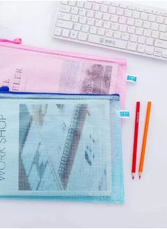 Generic A4 Folder, Zip Lock Mesh Document Files Plastic Wallet Folder for School Office Home Homework Travel Storage  - Image 4
