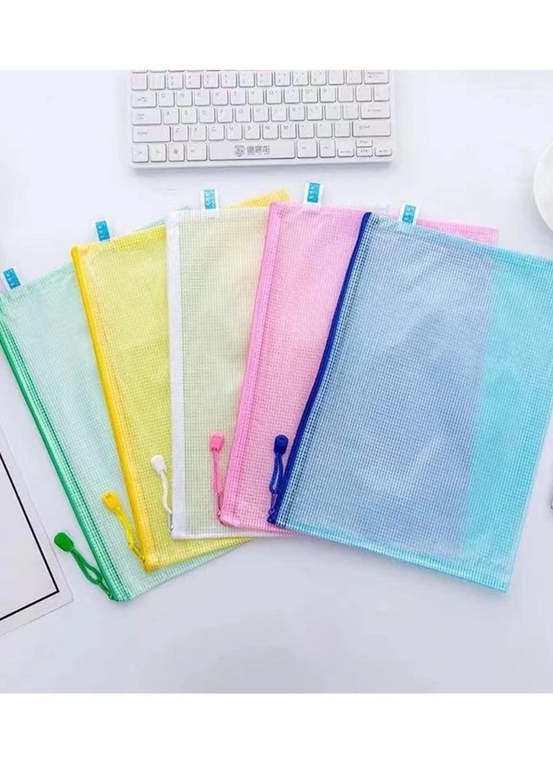 Generic - A4 Folder, Zip Lock Mesh Document Files Plastic Wallet Folder for School Office Home Homework Travel Storage - Image 1